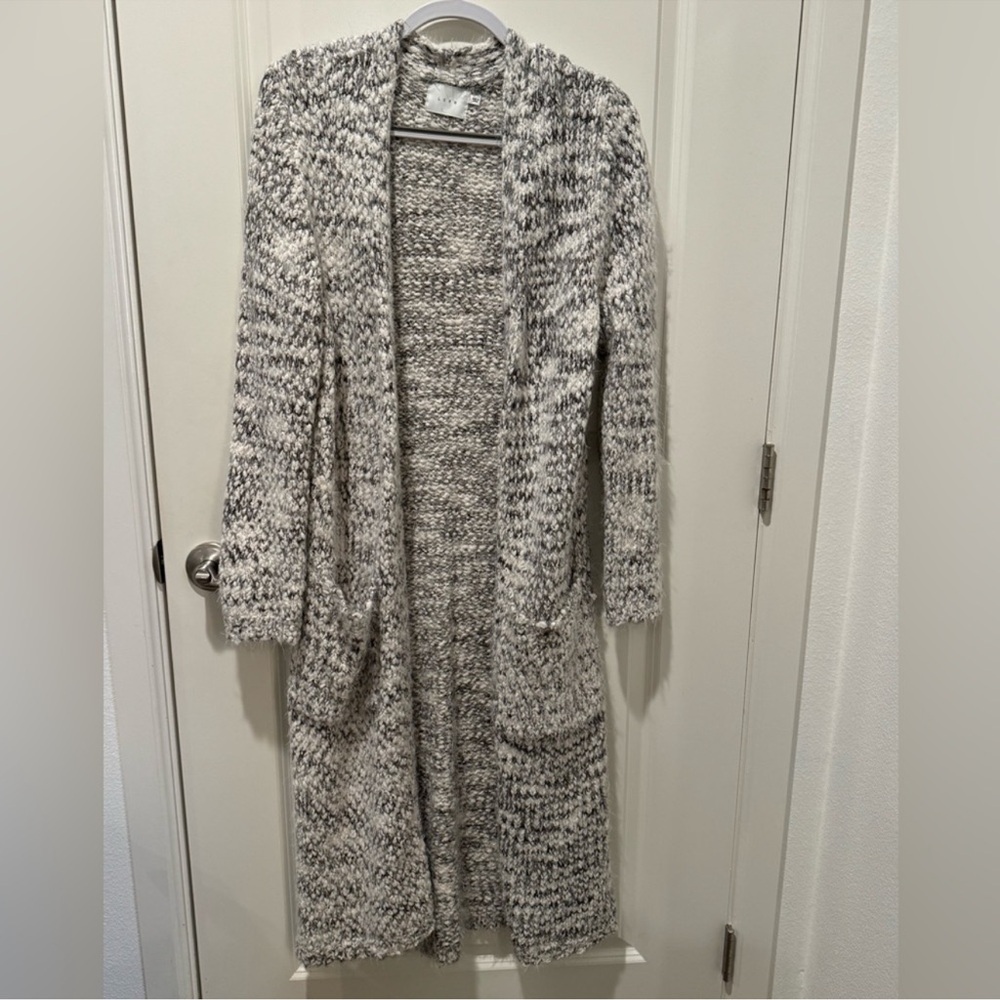 Soft Lush Gray Cardigan Cozy Knit Open Front